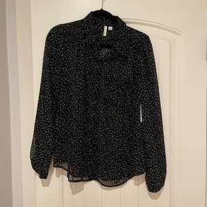 Sheer polka dot button down blouse